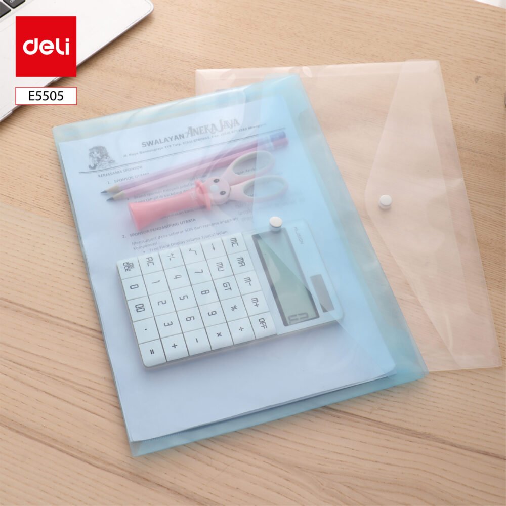 E5505 ديلي مصنف كبسة - قياس A4 - شفاف / أحمر شفاف / أزرق شفاف - E5505